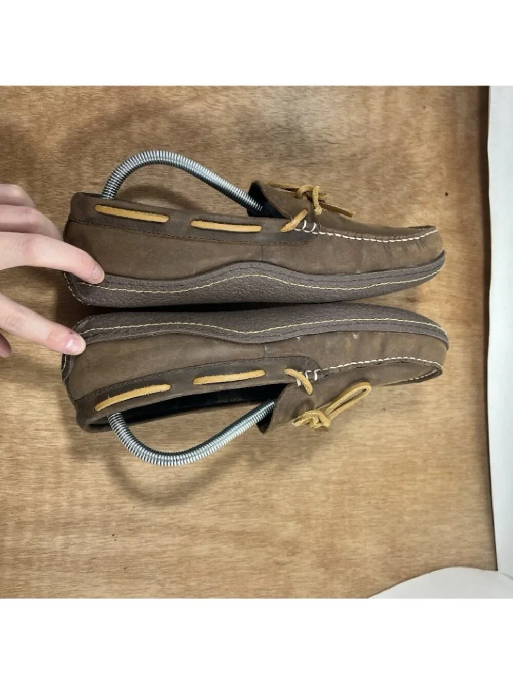LL Bean Leather Slippers Mens Size 9 Brown Lined Moccasin